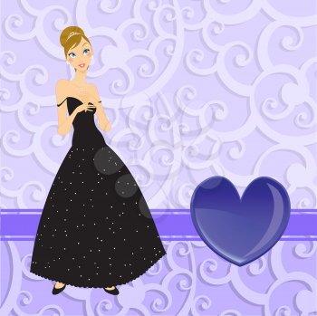 Royalty Free Clipart Image of a Woman in an Evening Dress