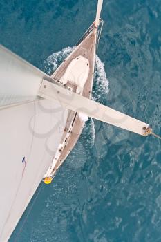 Royalty Free Photo of the Top View of a Sailboat