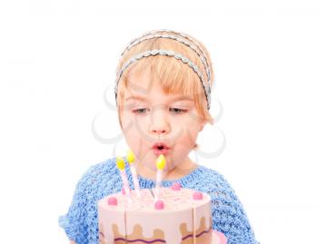 Royalty Free Photo of a Little Girl With a Cake
