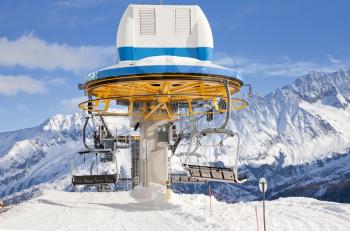 Royalty Free Photo of a Top Station of a Cable Lift in Chamonix, France
