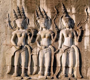 Royalty Free Photo of Dancing Apsara Statues