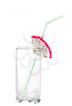 Royalty Free Photo of a Glass With a Slice of Dragon Fruit
