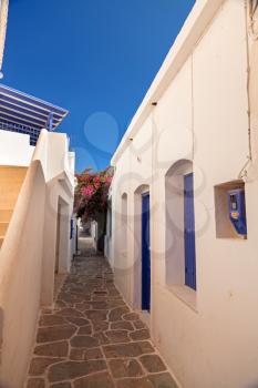 White houses and blue sky on the greek island
