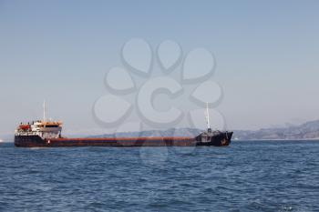 Bulk-carrier ship  moving in the sea
