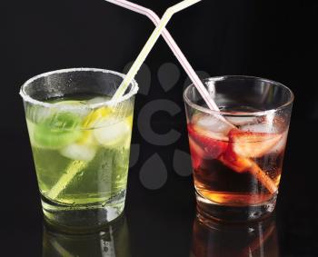 cold  cocktails on black background