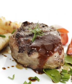 Grilled Beef Steak With Barbecue Sauce 
