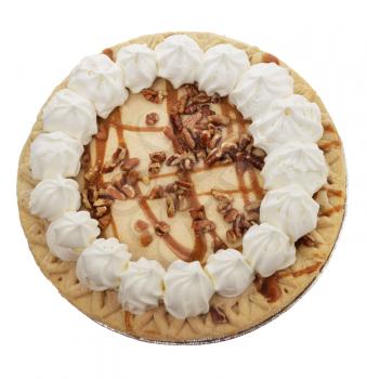 Pumpkin Pie With Whipped Cream Walnuts And Caramel Sauce