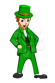 Leprechaun St Patricks Day cartoon character. Vector