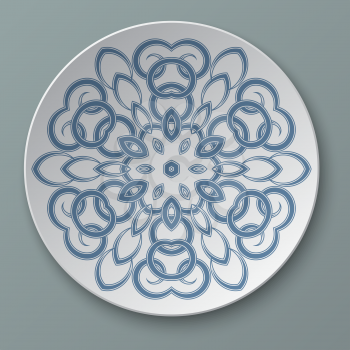 Illustration floral ornament plate isolated - vector EPS
