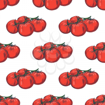 Hand drawn seamless tomato background. Vector pattern