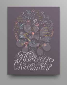 vector Christmas and new year hand drawn icons set. Doodle illustration flayer design