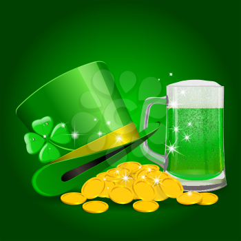 St. Patrick Day Background on green. Vector illustration