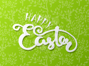 Hand sketched Happy Easter text as Easter logotype, banner and card template. Hand drawn text for postcard, invitation, poster. Happy Easter lettering typography. Seasons Greetings
