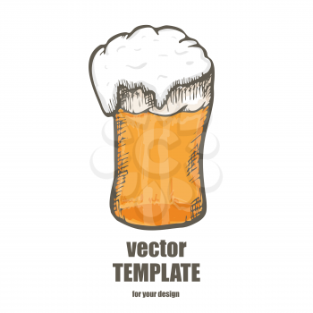 Vector beer. Glass with beer isolated on background. Illustration