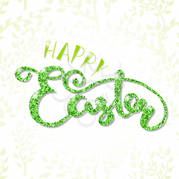 sketched Happy Easter text as card template and for postcard, invitation, poster. Lettering typography. Seasons Greetings