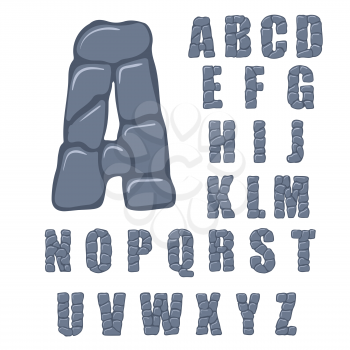 Vector cracked stone alphabet on a white background. Illustration
