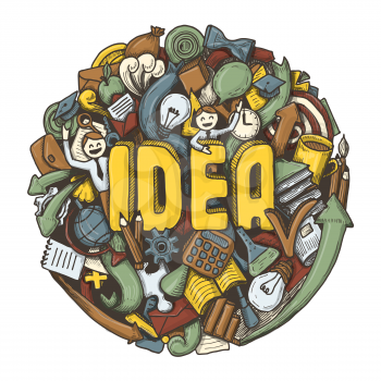 Doodles sketch concept for idea, business, finance and communication. Vector illustration.