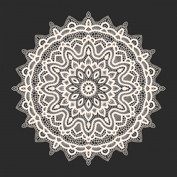 White lace pattern over black background. Vector illustration