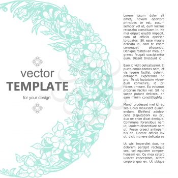 Fresh spring template with text and flowers. Vector