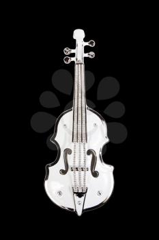 Decorative white violin isolated on black background 