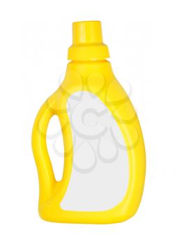 Yellow plastic bottle isolated on white background 