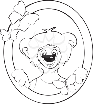 Royalty Free Clipart Image of a Bear in a Frame