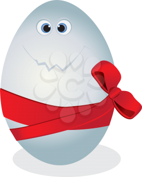 Royalty Free Clipart Image of an Egg With a Red Bow