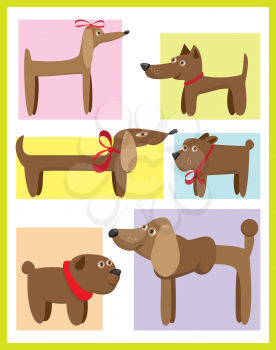 Royalty Free Clipart Image of a Set of Cards With Dogs