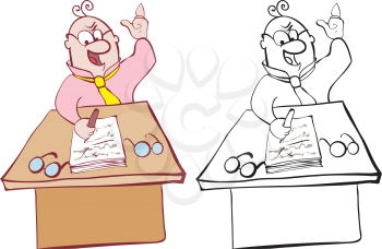Royalty Free Clipart Image of  Two Examples of a Man at a Desk