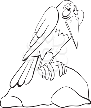 Royalty Free Clipart Image of a Raven on a Stone