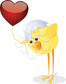 Royalty Free Clipart Image of a Chick With a Heart