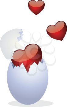 Royalty Free Clipart Image of Hearts in an Egg