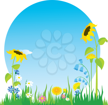 Royalty Free Clipart Image of Flowers and Grass