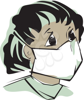 Royalty Free Clipart Image of a Man in a Gauze Mask