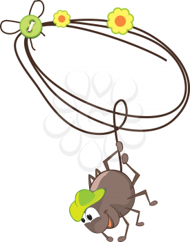 Royalty Free Clipart Image of a Spider Spinning a Web