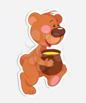Royalty Free Clipart Image of a Bear With Honey