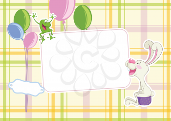 Royalty Free Clipart Image of a Frog and Rabbit Frame