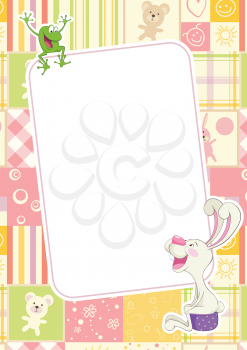 Girl frame with rabbit and frog.
Children frame for baby photo album 