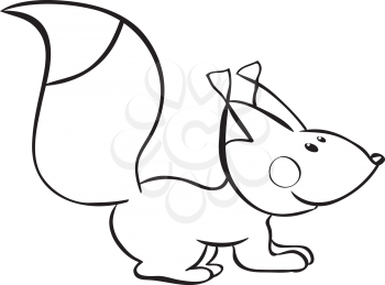 Funny squirrel. Outline illustration
