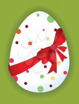 Funny egg with a red bow