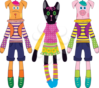 Doll dog, cat and pig