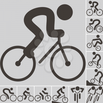 Summer sports icons -  set of cycling icons