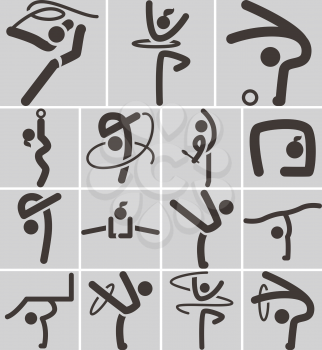 Summer sports icons set - Gymnastics Rhythmic icons