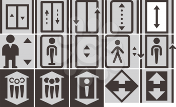 Elevator - up - down icons set