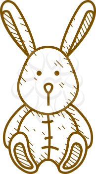 Funny rabbit - vector toy icon  in pencil drawing style