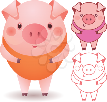 Funny piggy - vector humor color illustrations set