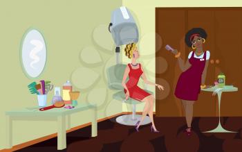Royalty Free Clipart Image of People at a Beauty Salon