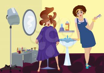 Royalty Free Clipart Image of Women at a Beauty Salon