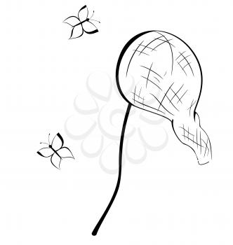 Royalty Free Clipart Image of a Butterfly Net