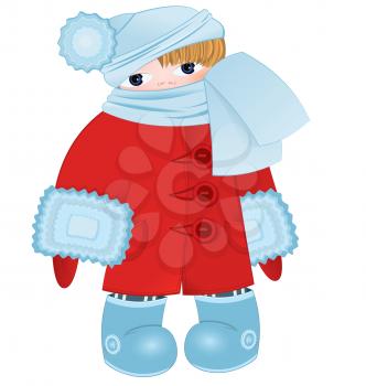 Royalty Free Clipart Image of a Child Bundled Up in a Coat